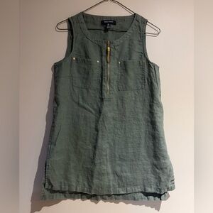 Ellen Tracy 100% Linen Tank Green Size Small